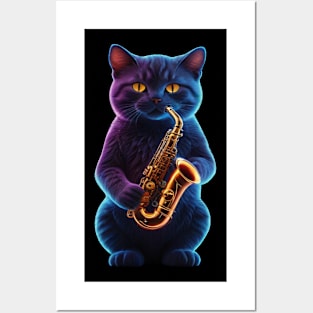 Saxophone Cat Posters and Art